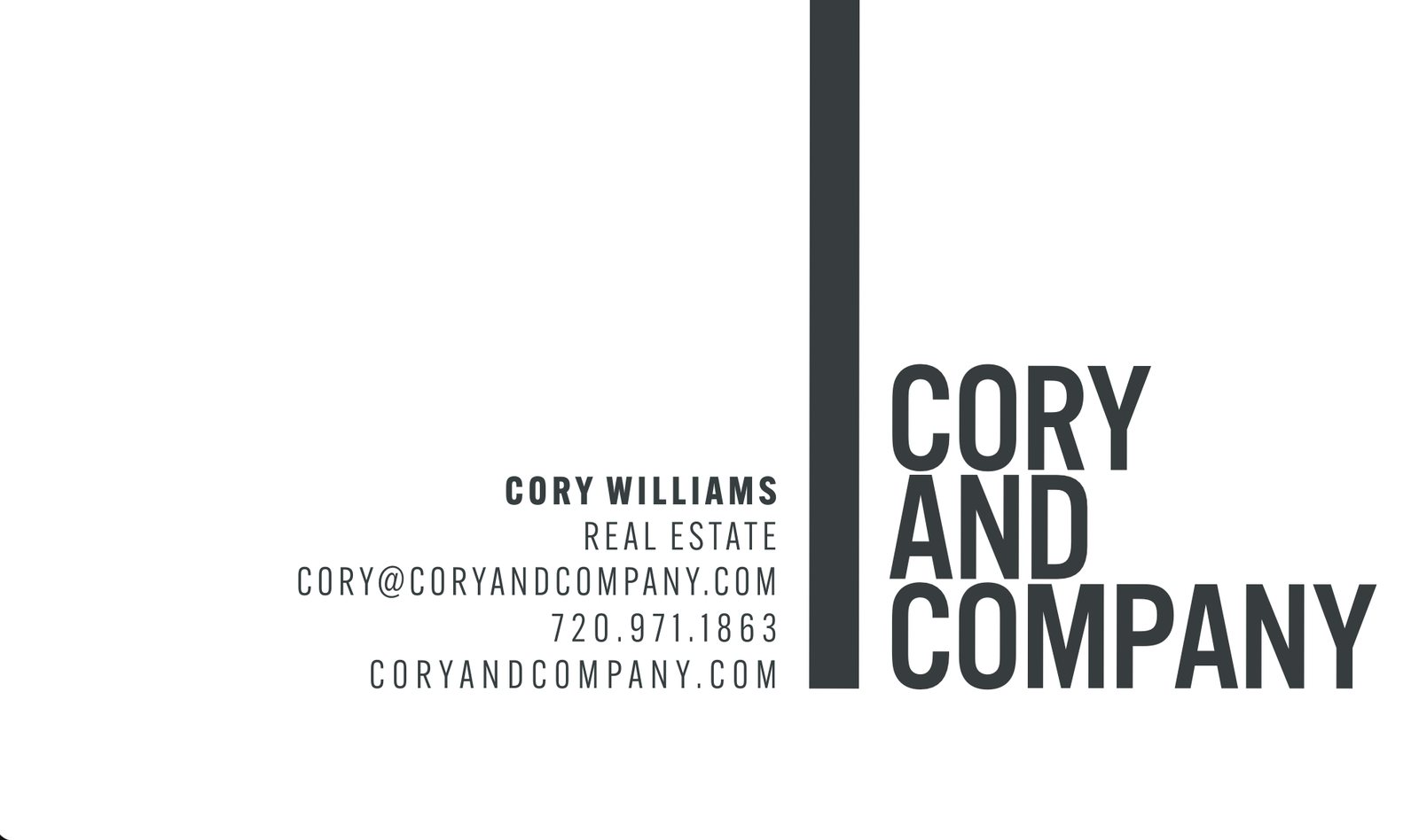 Cory and Company card, light side